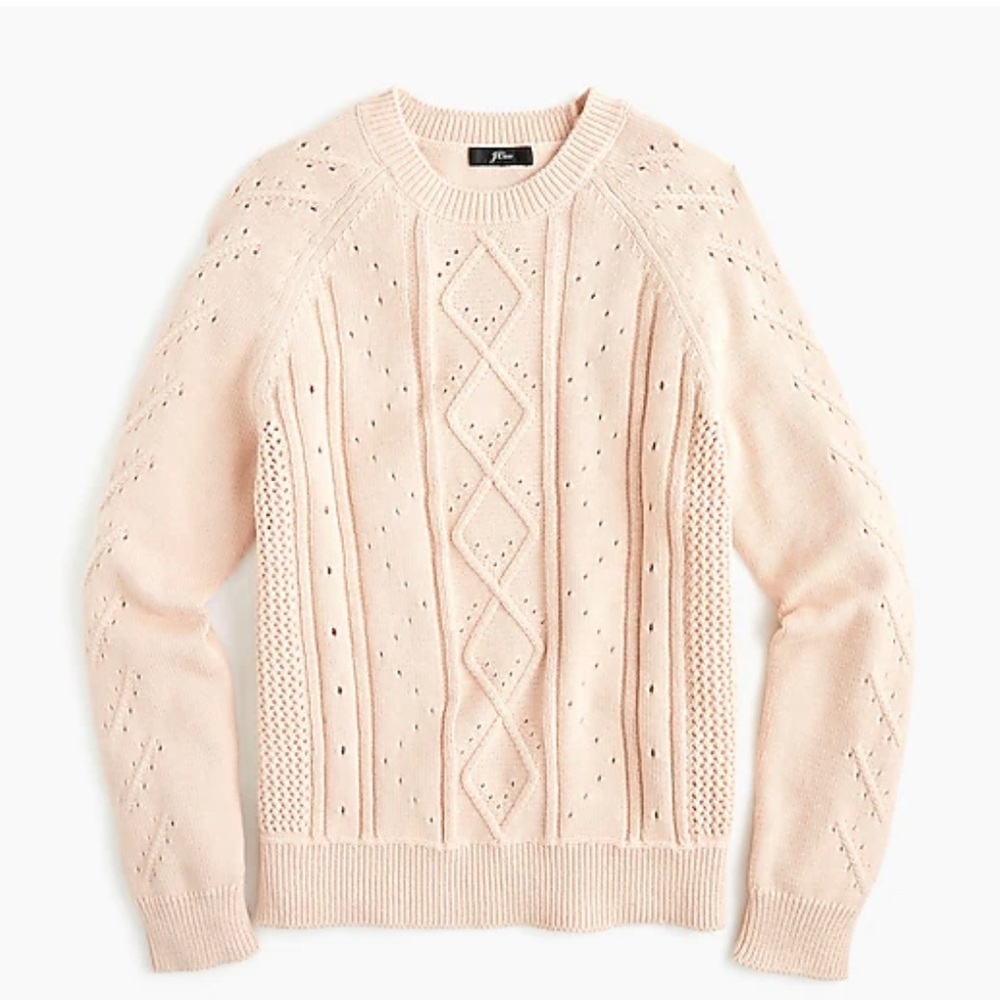 J. Crew Crewneck cable pointelle cotton
sweater (plus)